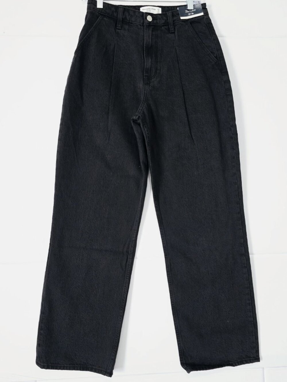Abercrombie Curve Love Loose Wide Leg  Jeans 27 Black Pleated NWT